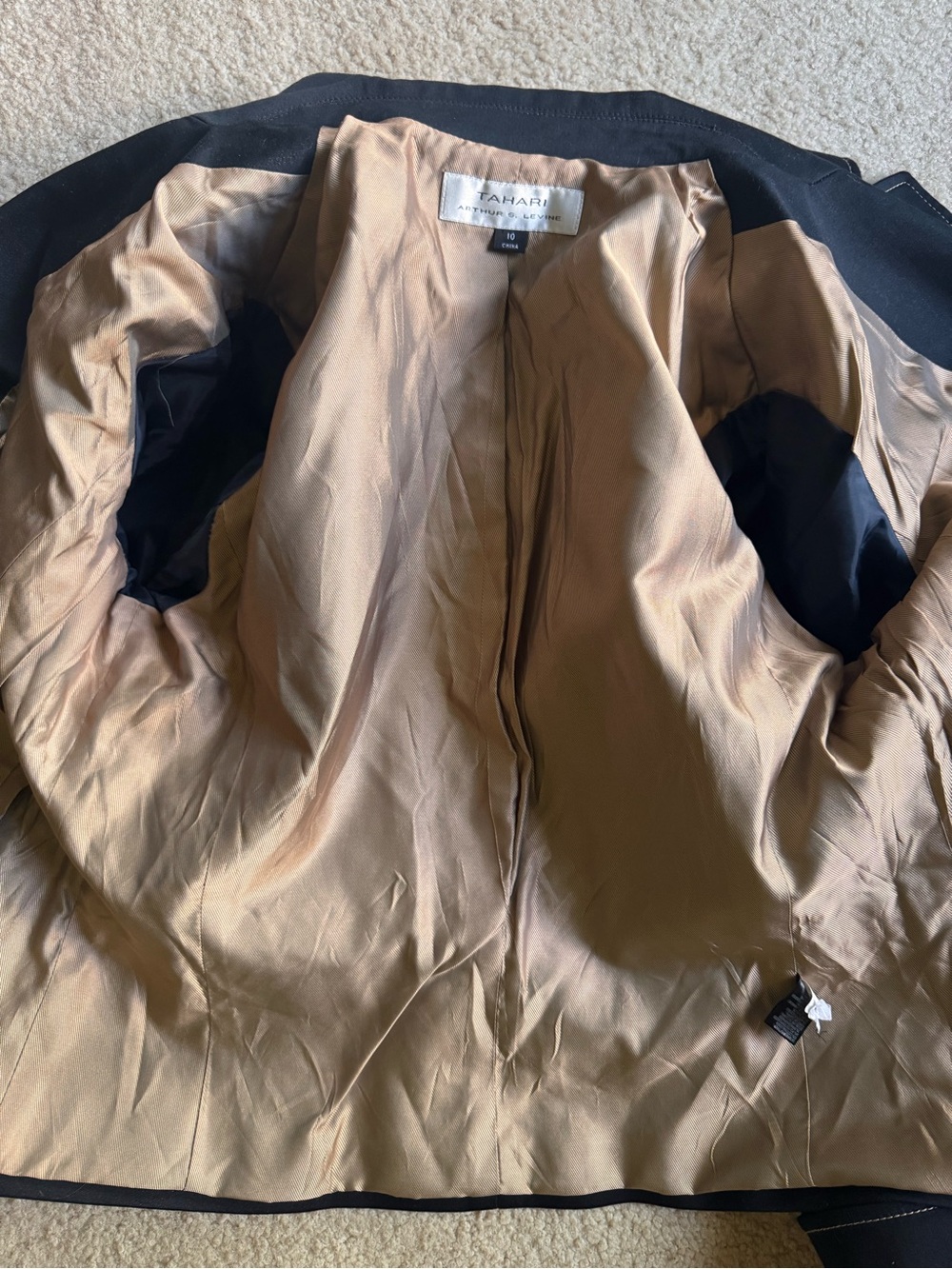 Tahari Arthur S Levine Y2K Belted Charcoal Blazer Gold Hardware Sz 10 - Picture 7 of 17